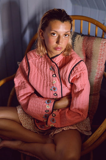 HABIBA Flora Quilted China Jacket in Berry