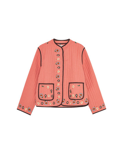 HABIBA Flora Quilted China Jacket in Berry