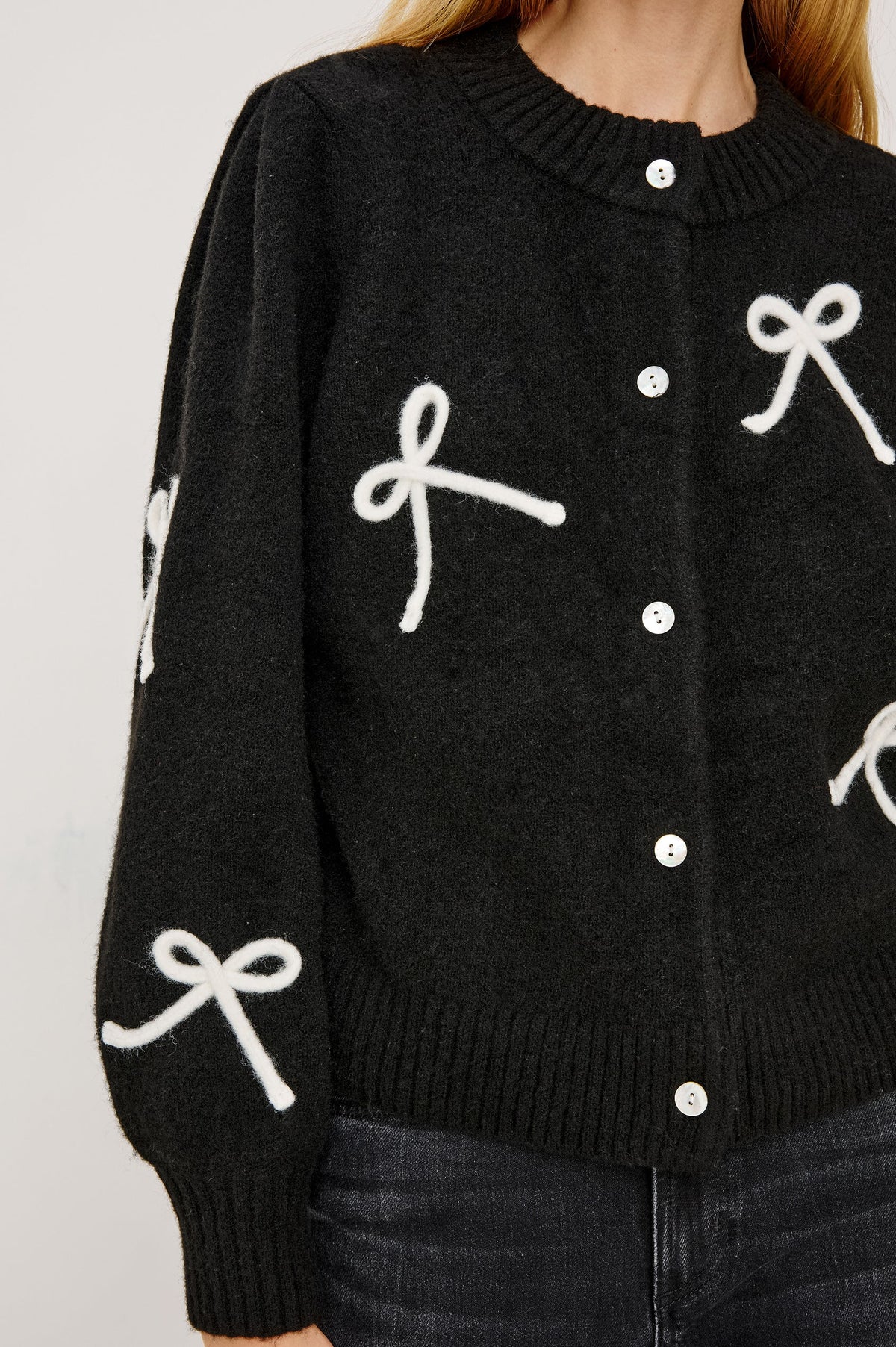 Rails Francesca Bow Knit Cardigan in Black