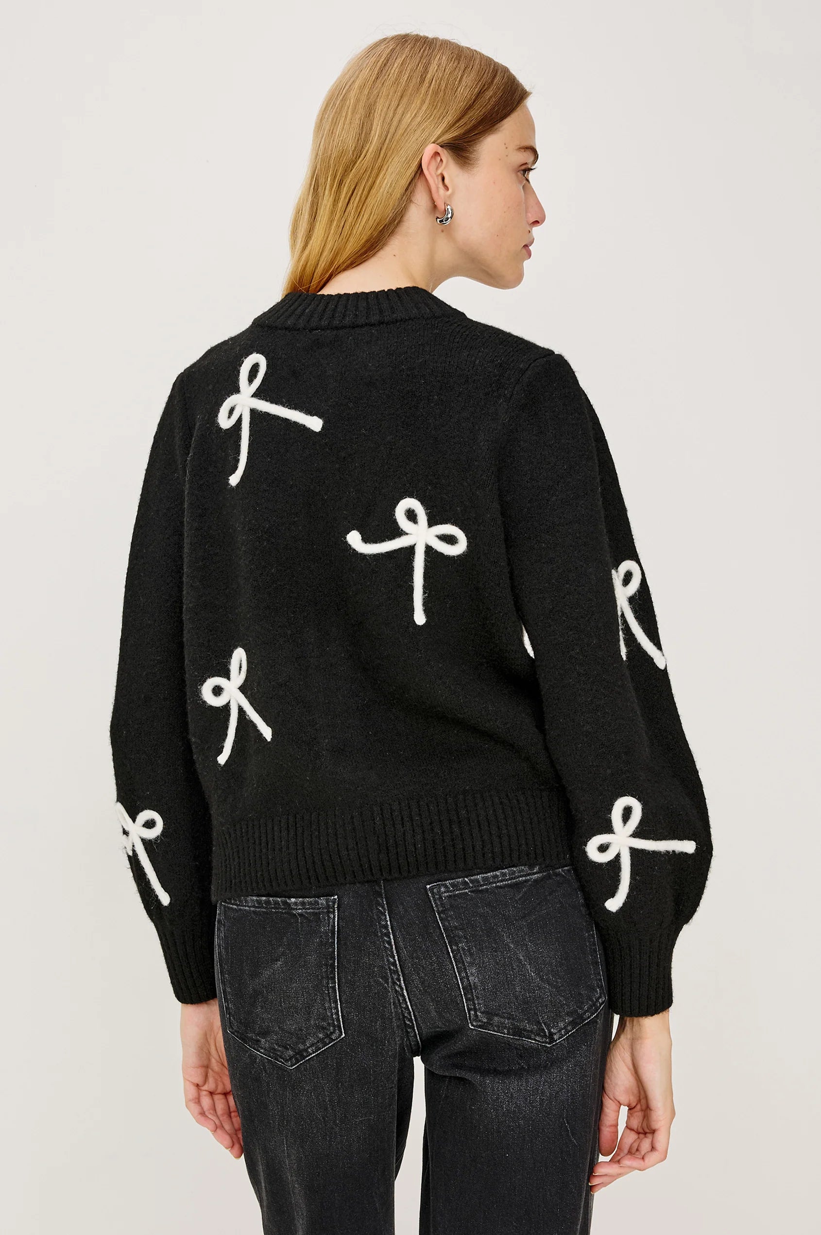 Rails Francesca Bow Knit Cardigan in Black
