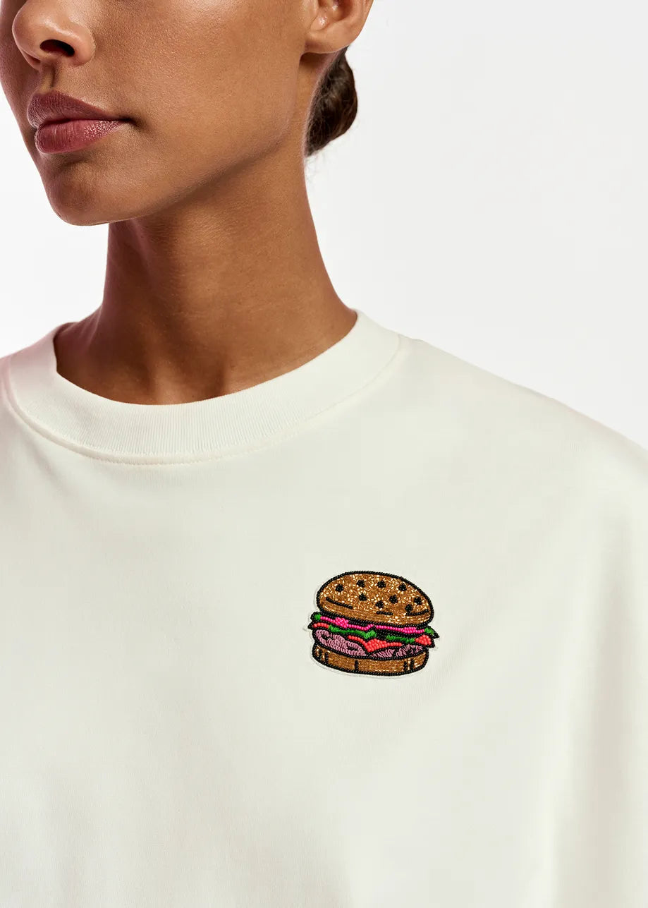 EA Fuente Embroidered Tee in Off White