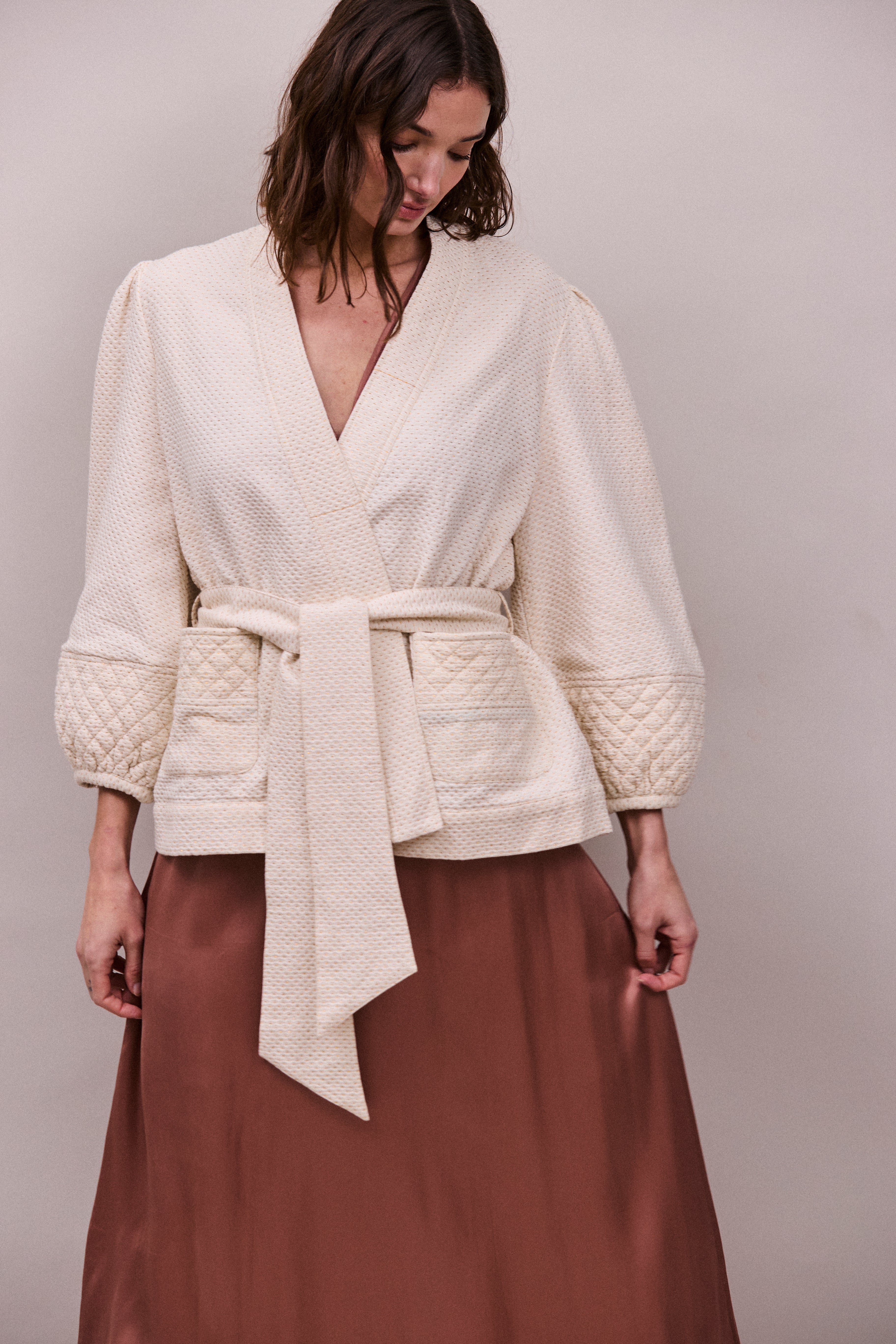 Faune Deia Jacket in Vintage White, Gold