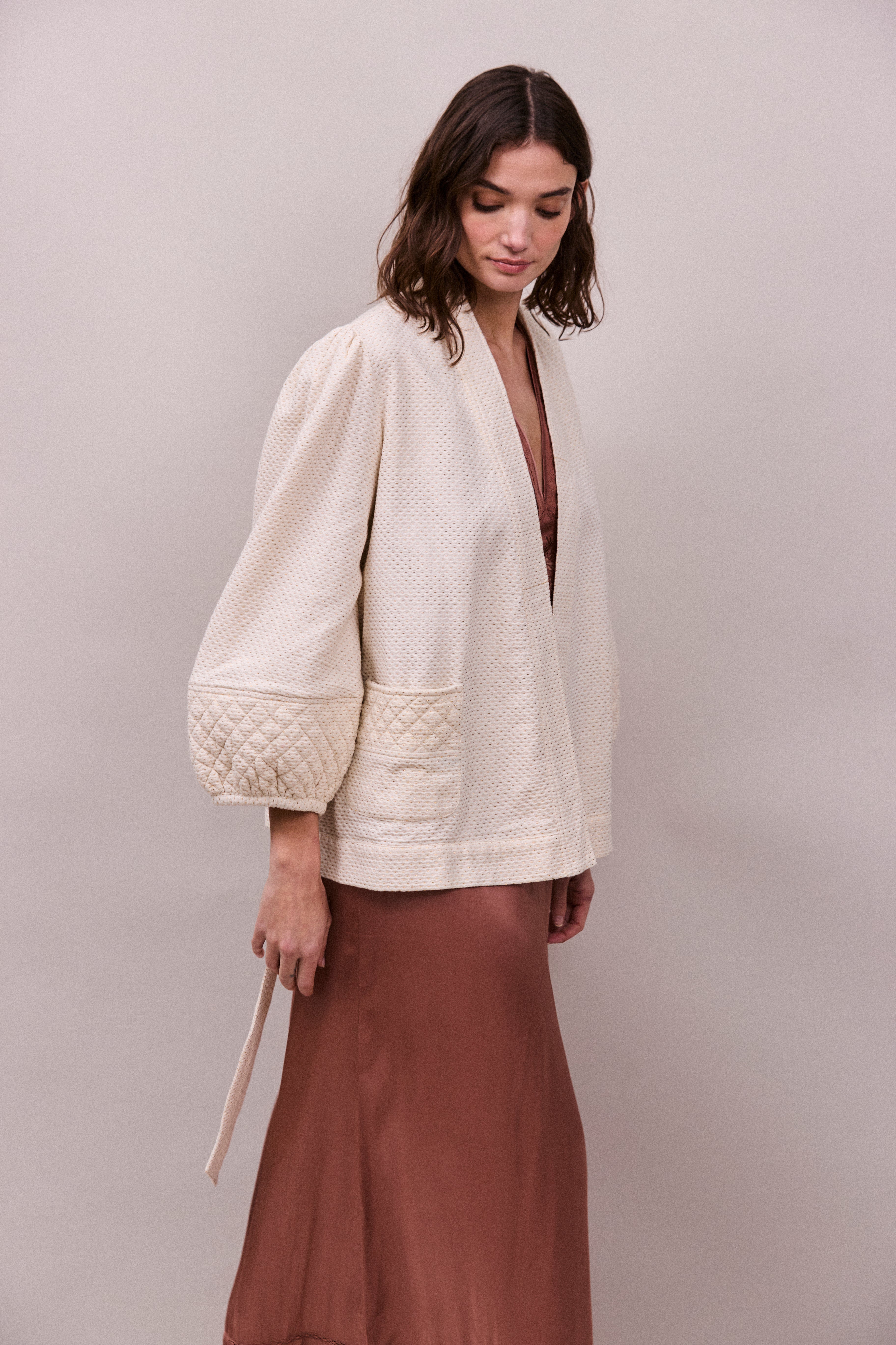 Faune Deia Jacket in Vintage White, Gold