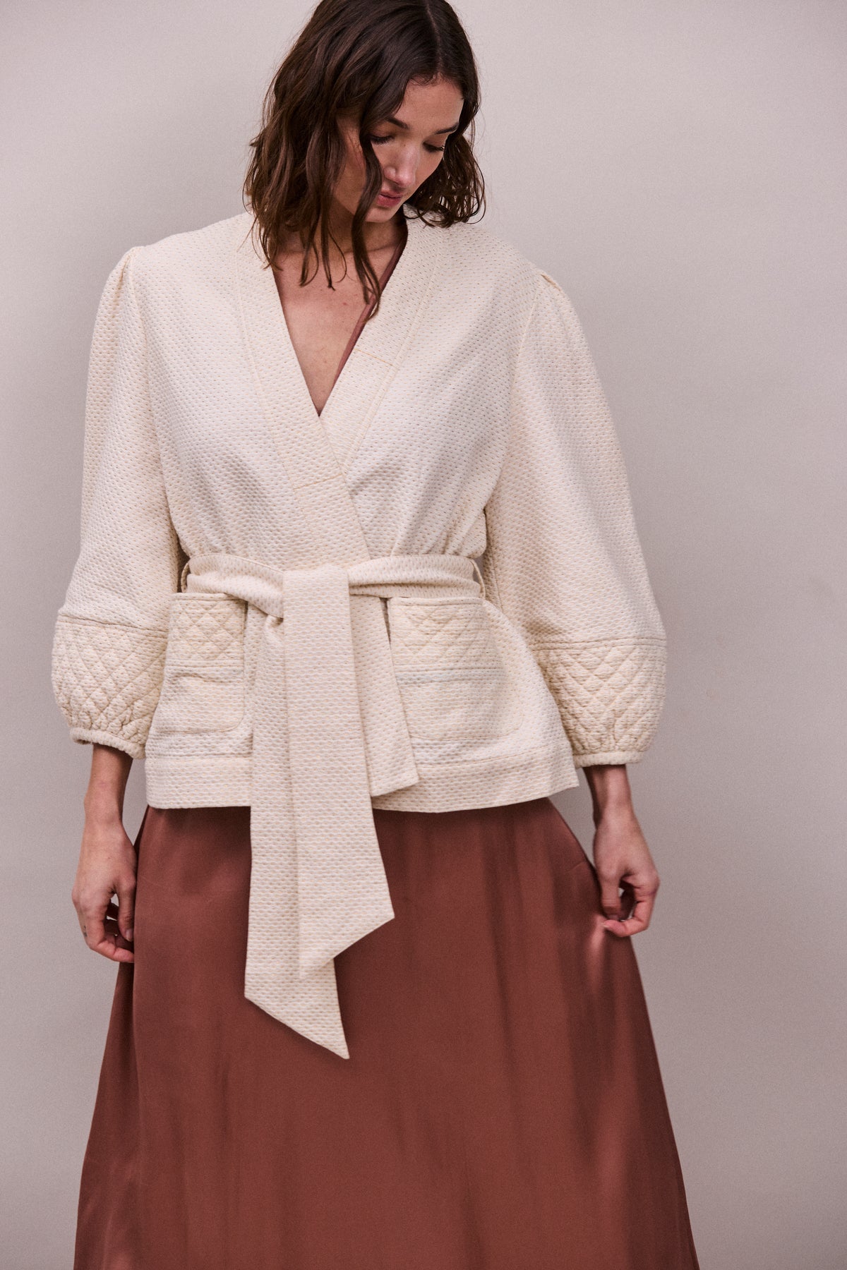 Faune Deia Jacket in Vintage White, Gold