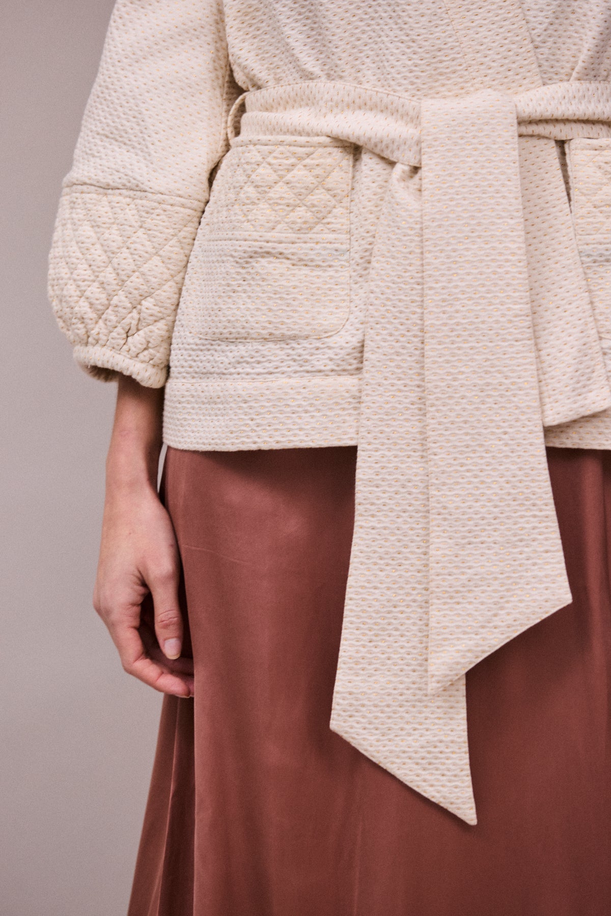 Faune Deia Jacket in Vintage White, Gold