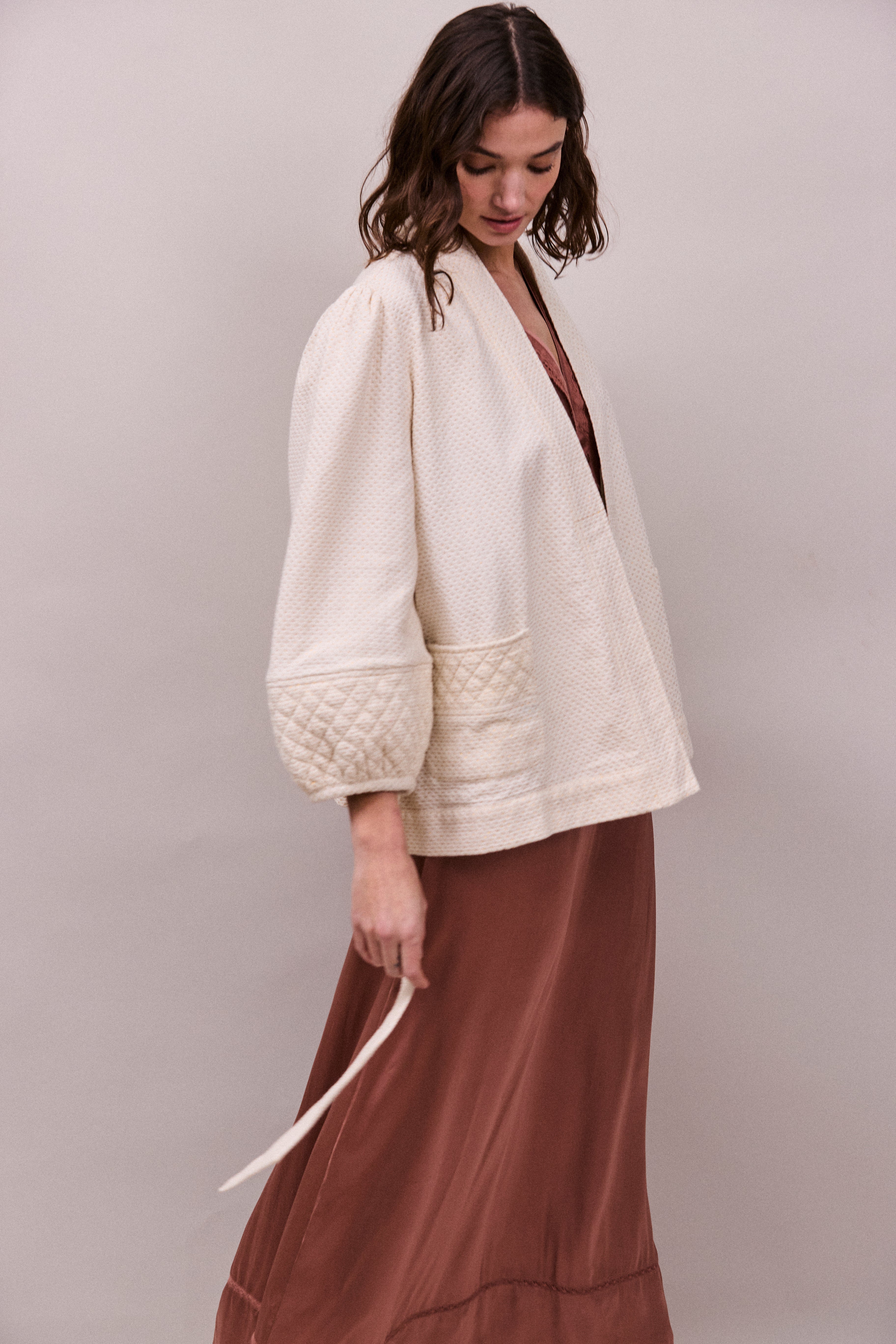 Faune Deia Jacket in Vintage White, Gold