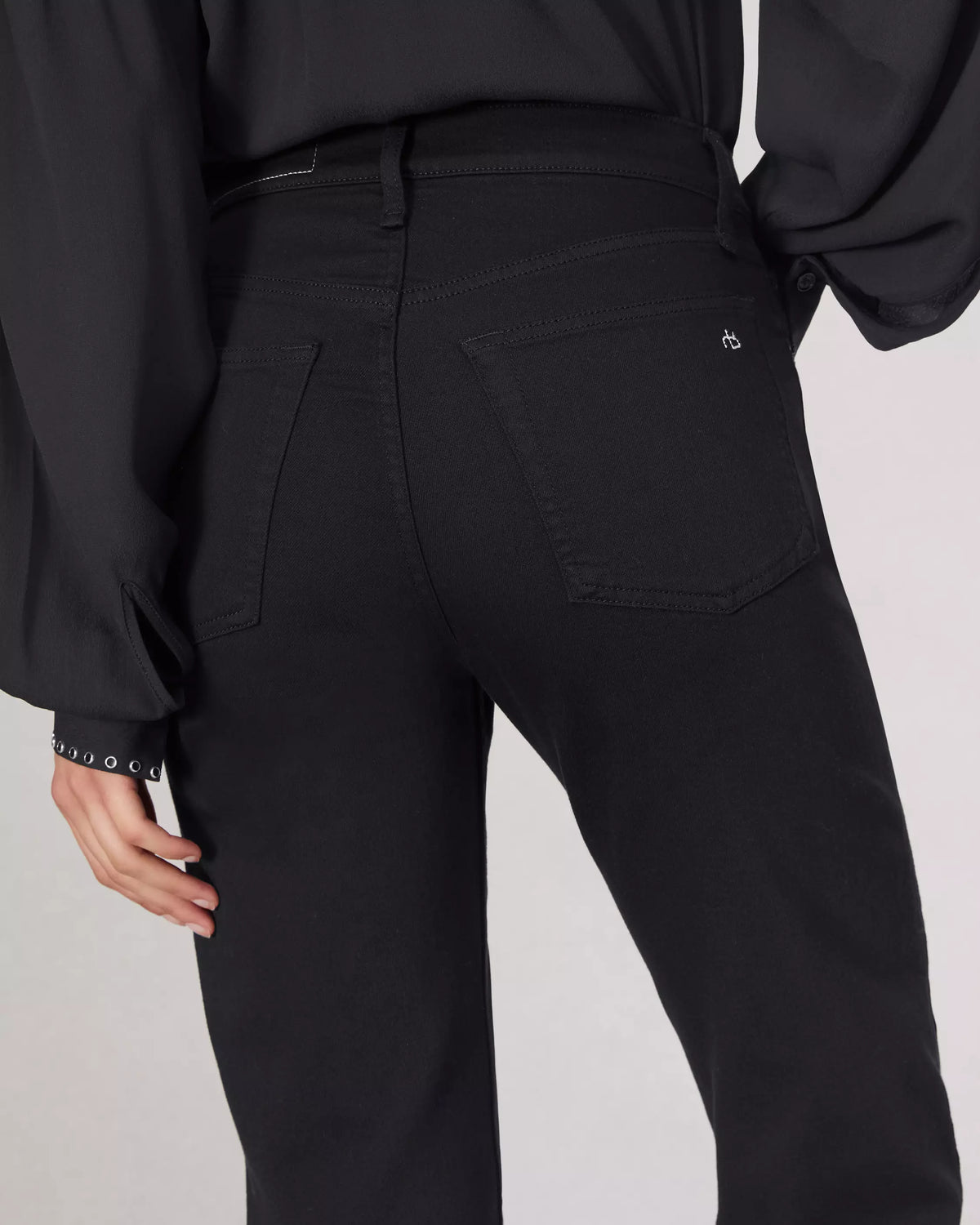 Rag & Bone Flexi Harlow Mid Rise Ankle Straight in Black