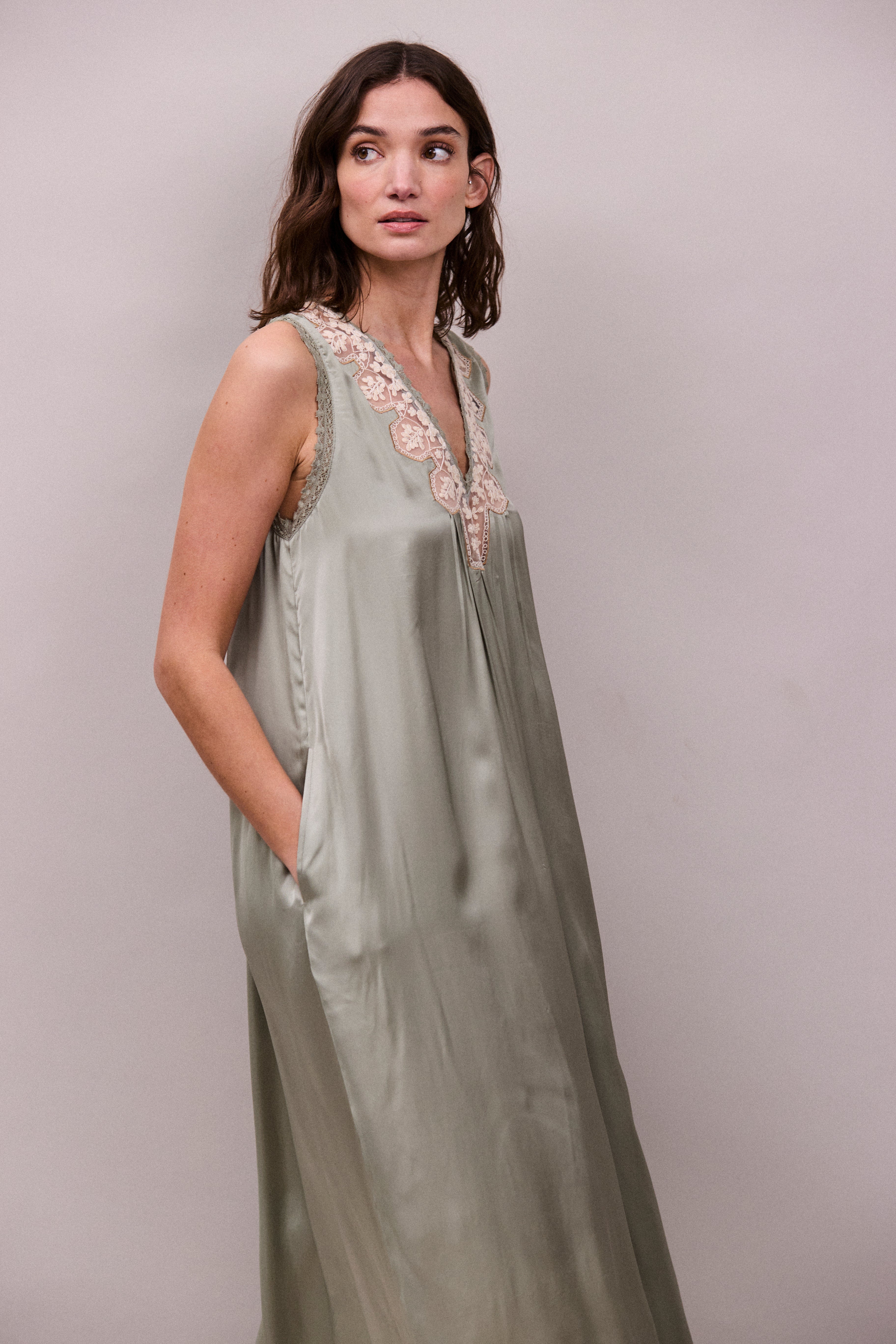 Faune Gracie Slip in Duck  Egg Green