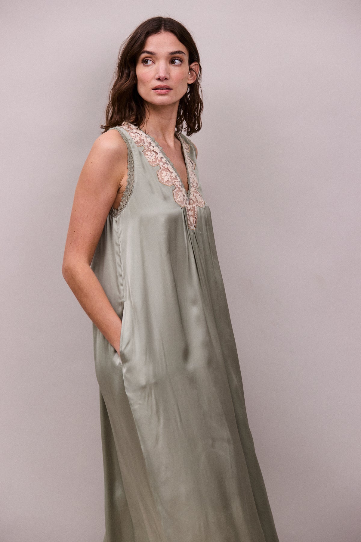 Faune Gracie Slip in Duck  Egg Green