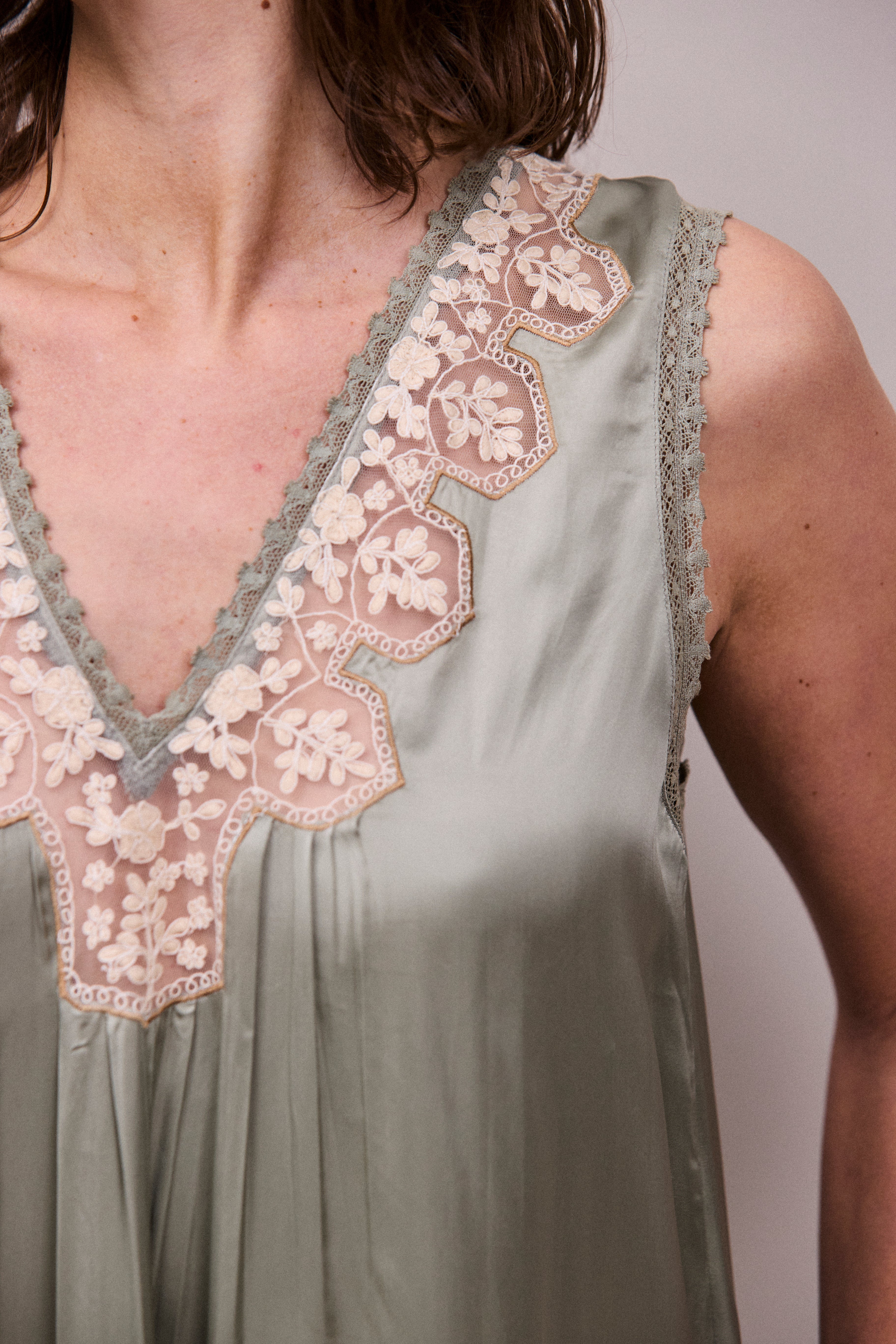 Faune Gracie Slip in Duck  Egg Green