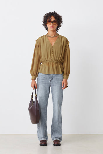 SUNCOO Linsay Blouse in Khaki