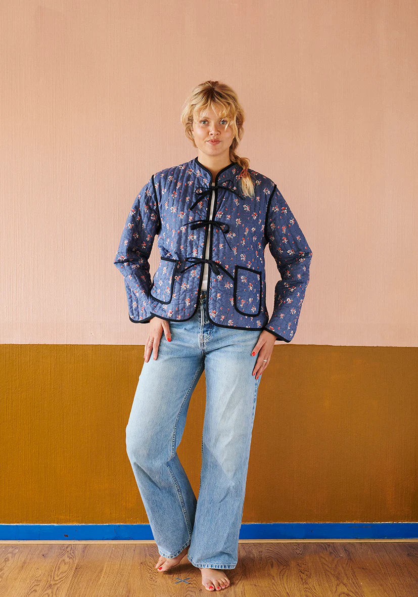 HABIBA Rebecca Quilted China Jacket in Sapphire
