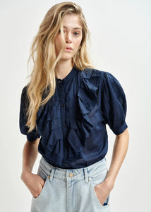 You added <b><u>EA Hamadeus Ruffle Detail Shirt in Dark Sapphire</u></b> to your cart.