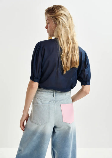 EA Hamadeus Ruffle Detail Shirt in Dark Sapphire