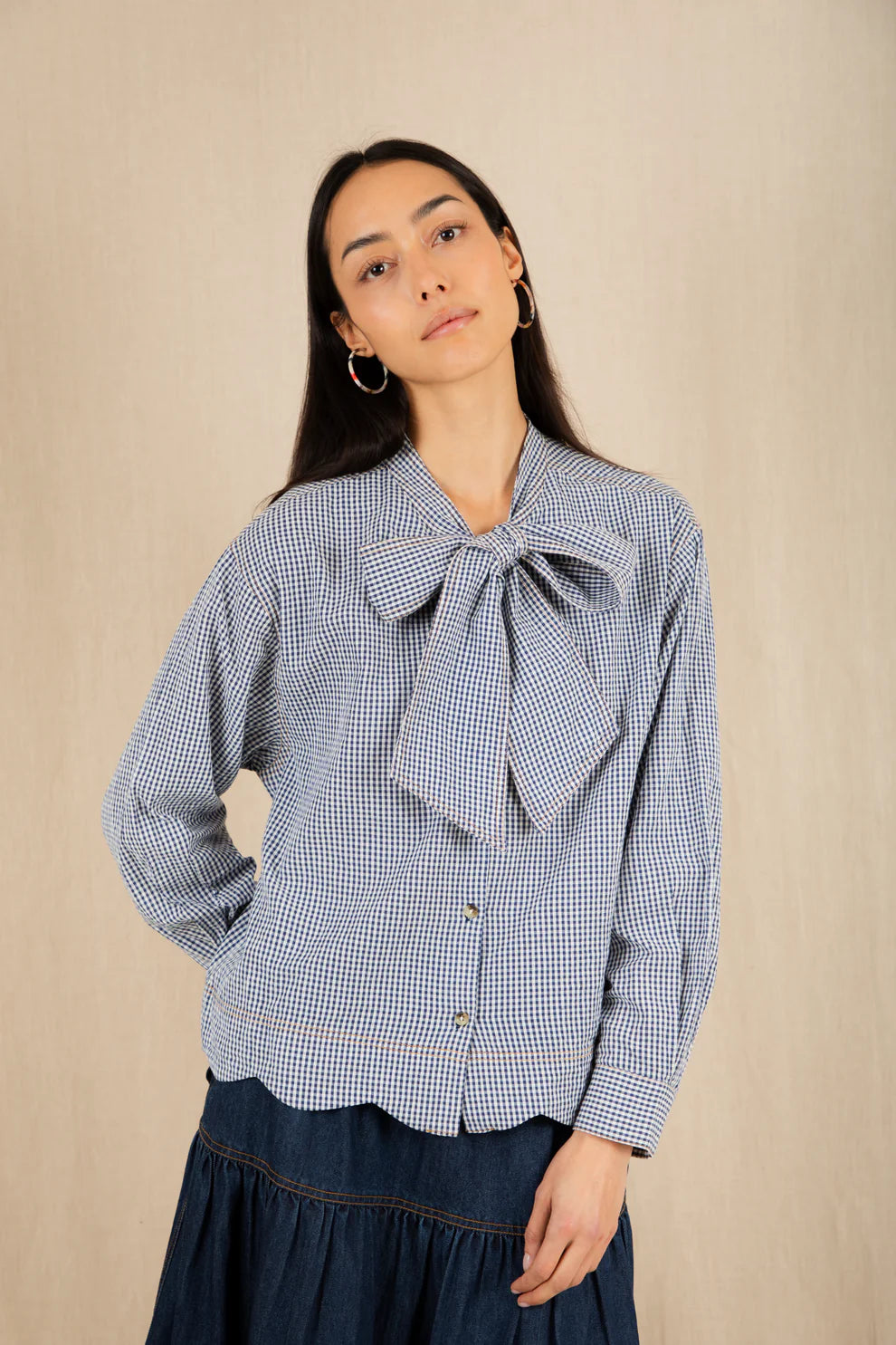 BONTE Hardie Shirt in Navy Gingham