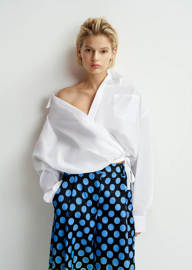 EA Hare Wide Wrap Shirt in White