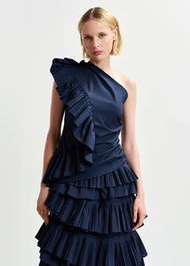 You added <b><u>EA Haven Asymmetric Ruffle Top in Dark Sapphire</u></b> to your cart.