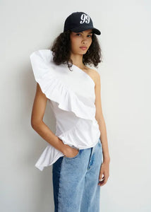 You added <b><u>EA Haven Asymmetric Ruffle Top in White</u></b> to your cart.