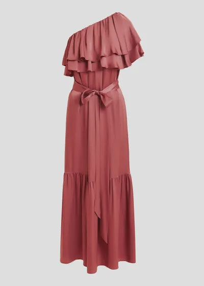 EA Hoenix Asymmetric Dress in Burnt Coral