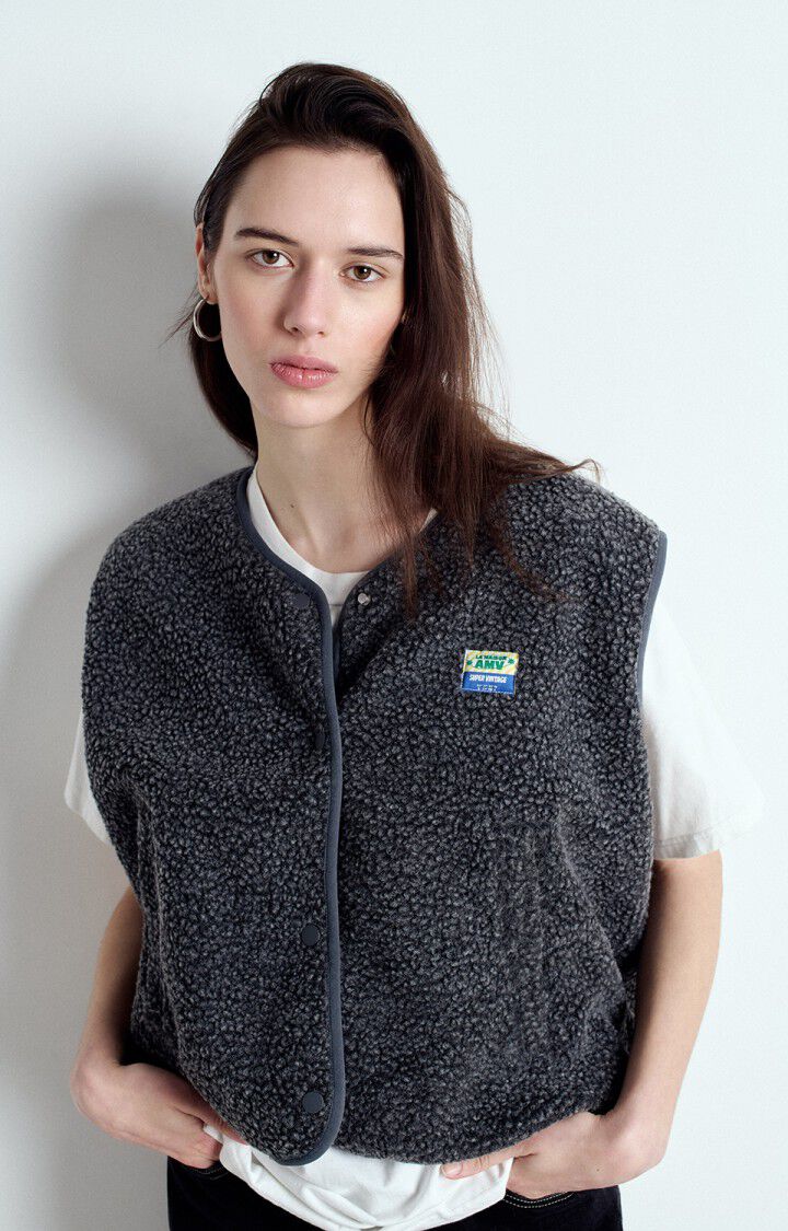 American Vintage Hoktown Fleece Gilet in Charcoal
