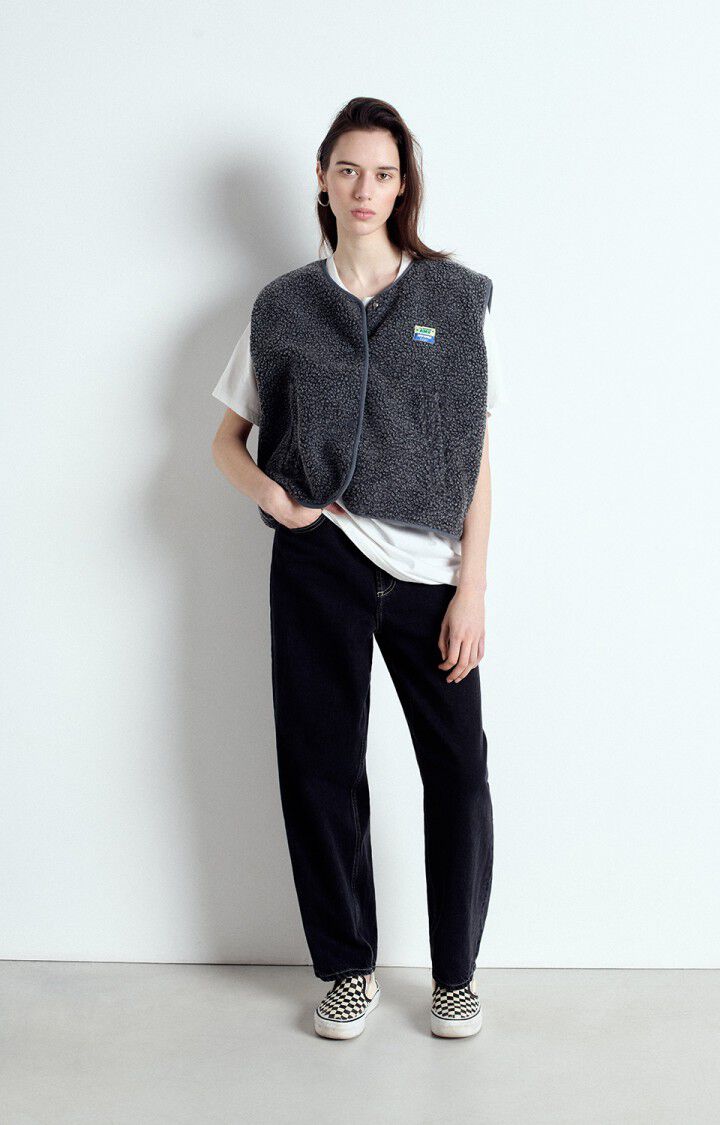 American Vintage Hoktown Fleece Gilet in Charcoal