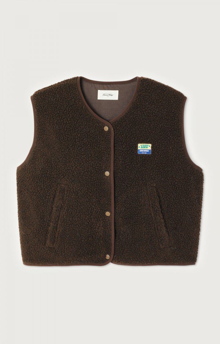 American Vintage Hoktown Fleece Gilet - Chestnut
