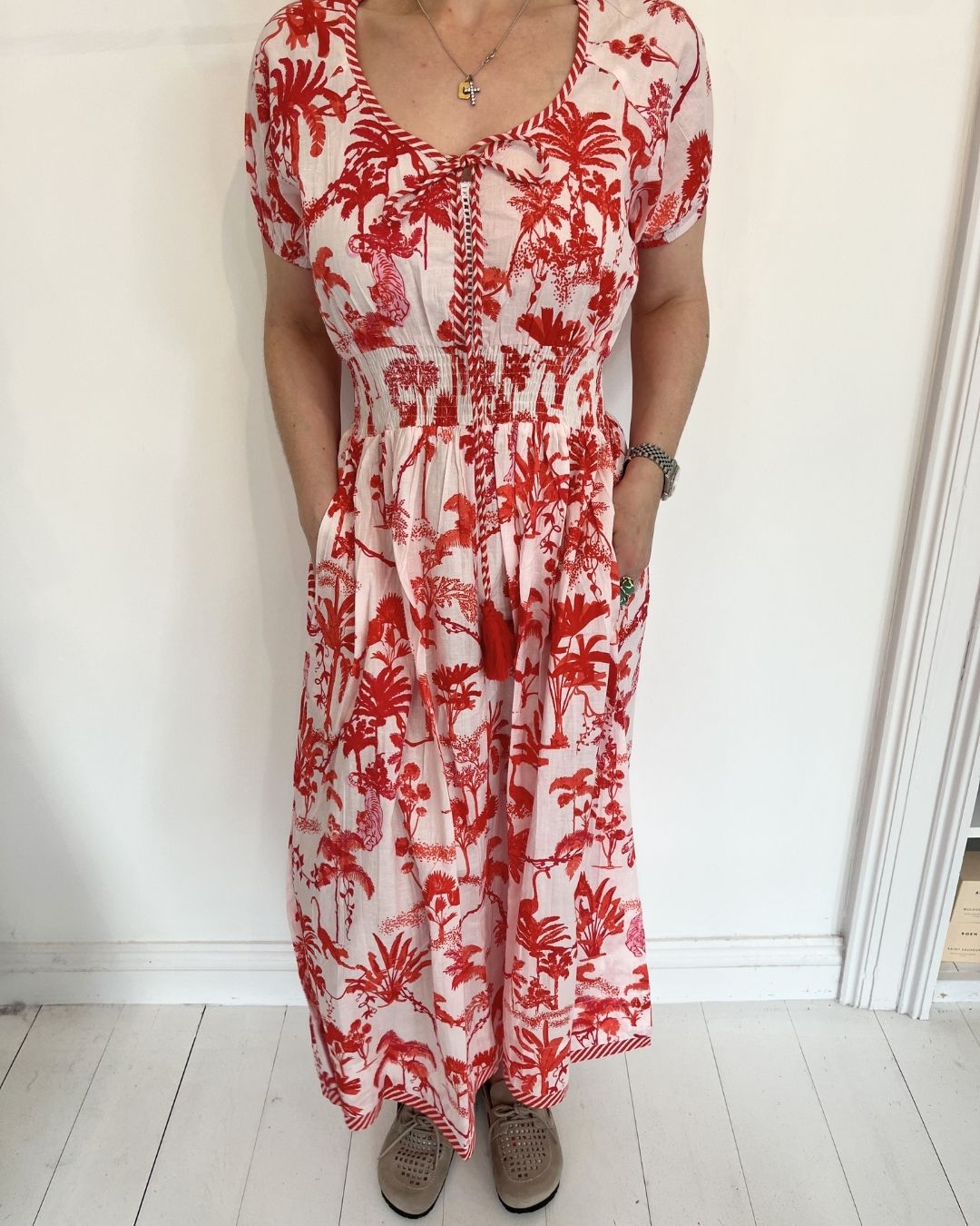 Handprint Dream Apparel Monet Dress in Toile Red