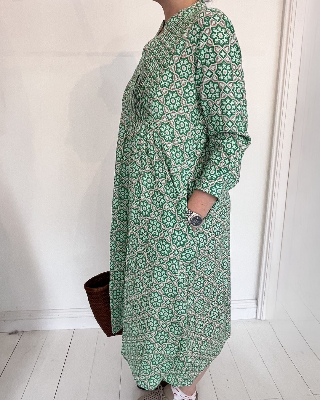 Handprint Dream Apparel Phantom Dress in Mosaic Green