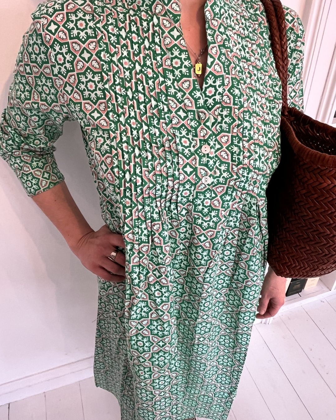 Handprint Dream Apparel Phantom Dress in Mosaic Green
