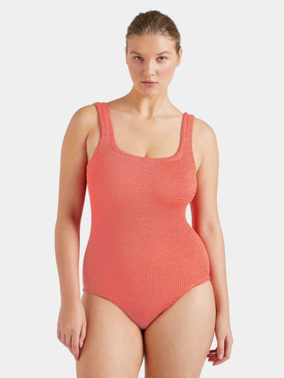 Hunza G COVERAGE Square Neck in Metallic Coral