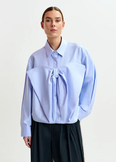 Essentiel Antwerp Ibow Bow Shirt in Pale Blue