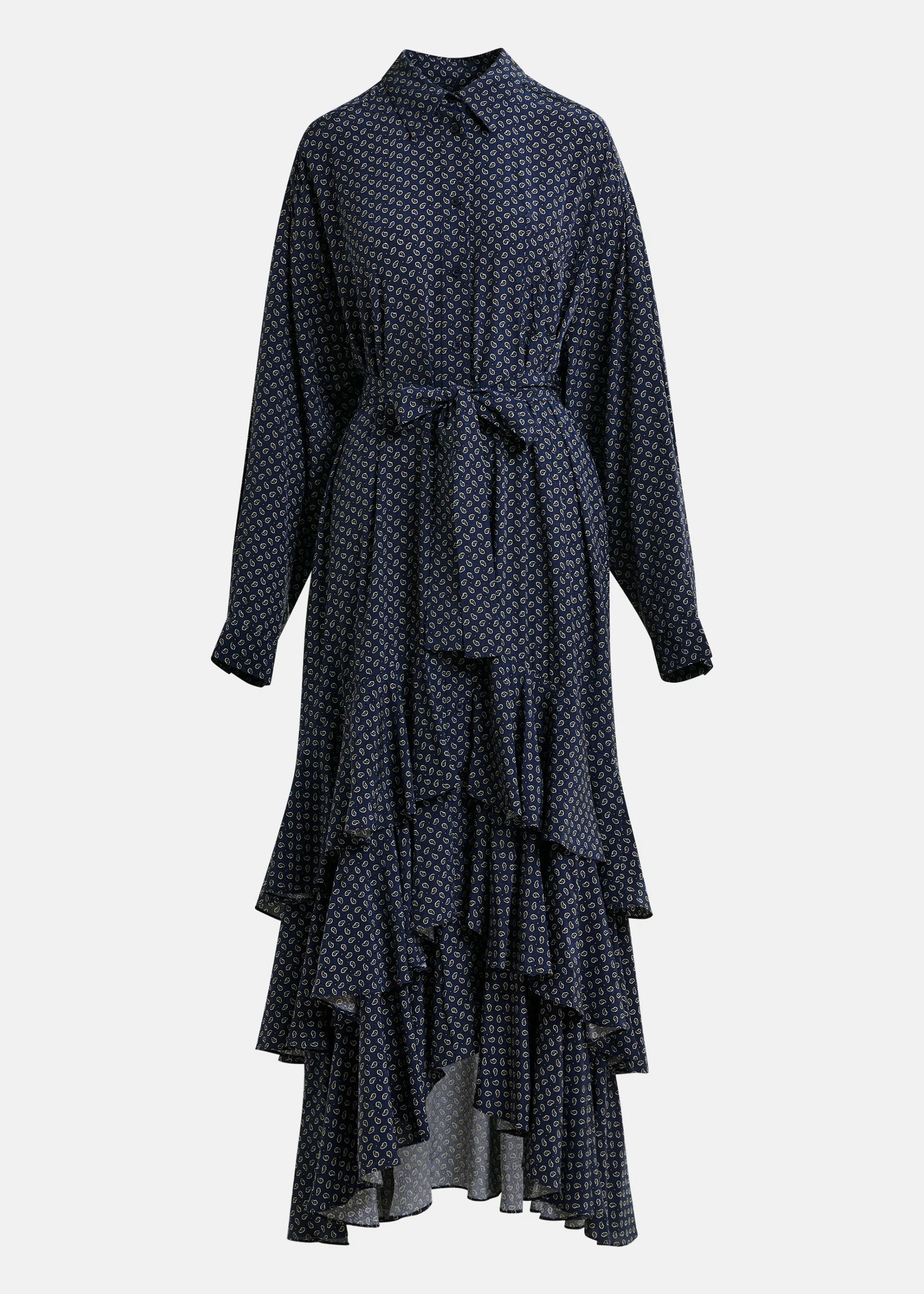 Essentiel Antwerp Imagazine Tiered Ruffle Dress in Black Iris