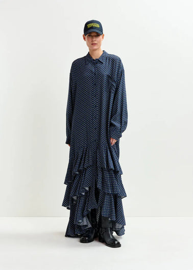 Essentiel Antwerp Imagazine Tiered Ruffle Dress in Black Iris