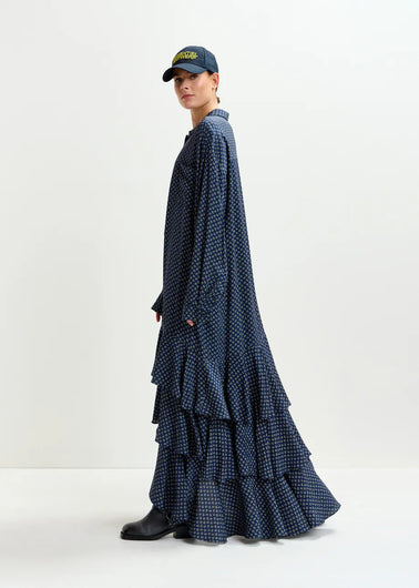Essentiel Antwerp Imagazine Tiered Ruffle Dress in Black Iris