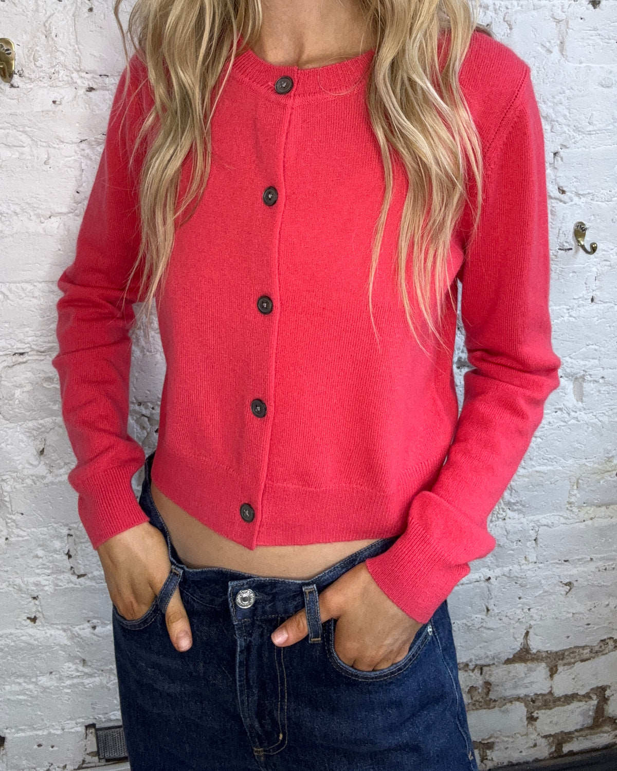 PARK Cashmere Cardigan in Coral