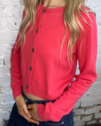 PARK Cashmere Cardigan in Coral