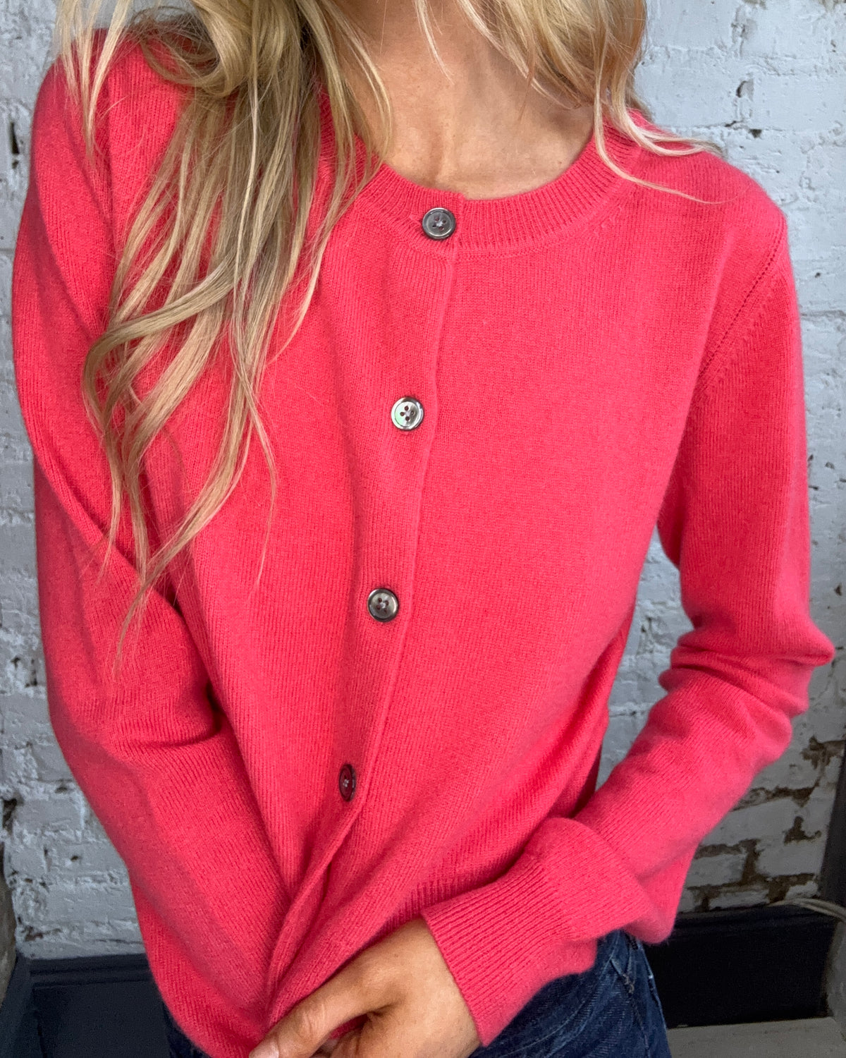 PARK Cashmere Cardigan in Coral