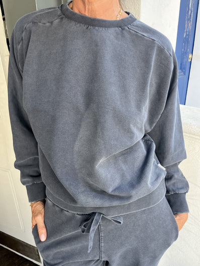 Crossley Demb LS Crewneck - Blue Stone Wash