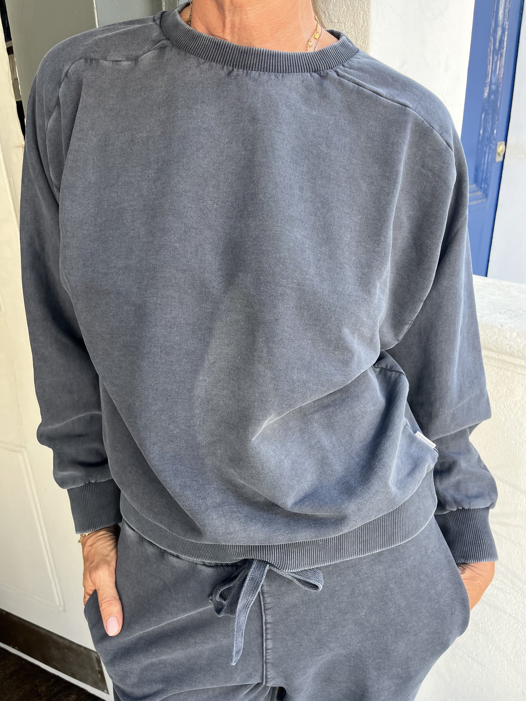 Crossley Demb LS Crewneck - Blue Stone Wash