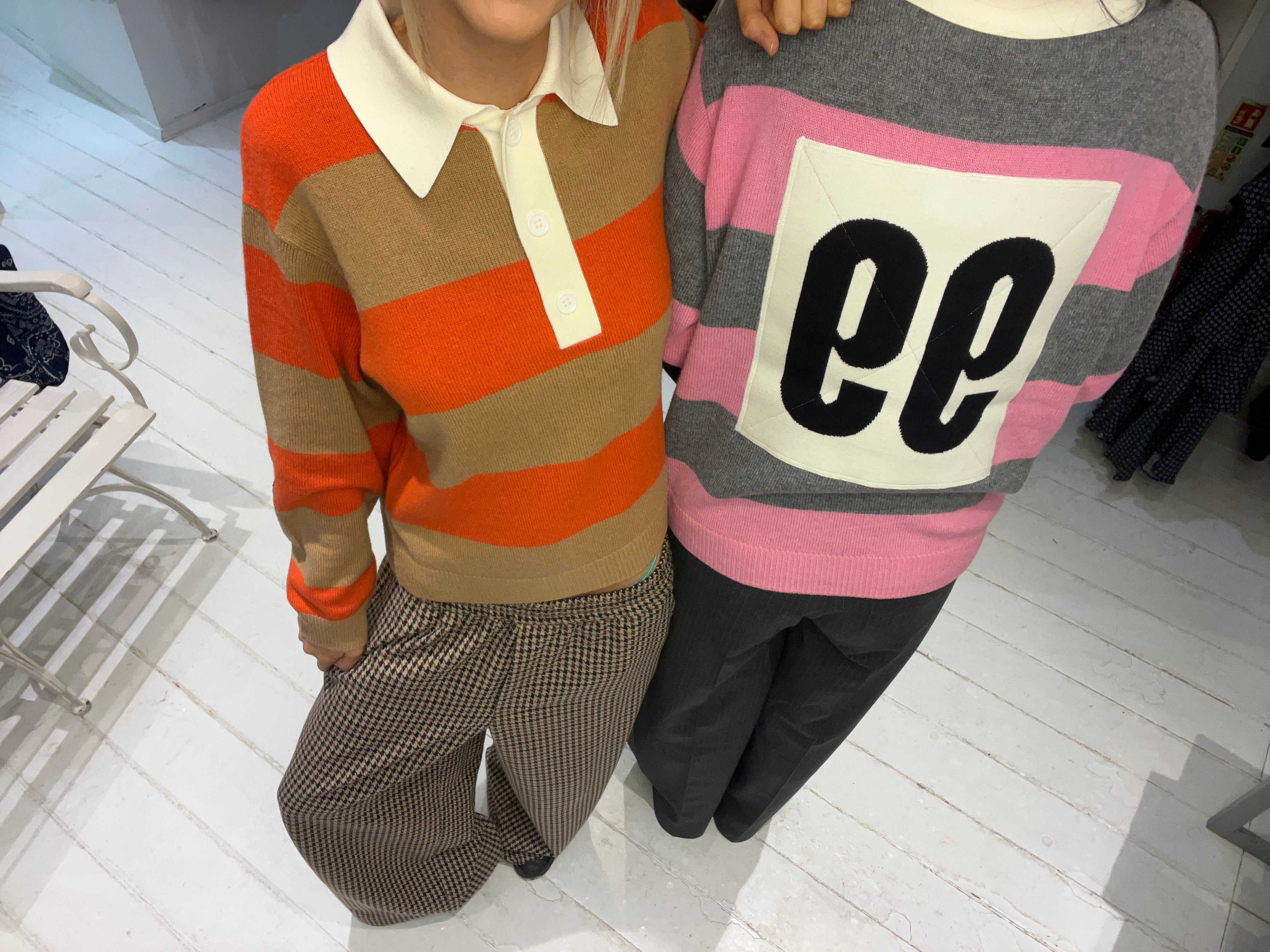 Essentiel Antwerp Jarn Striped Knit Polo in Nectarine