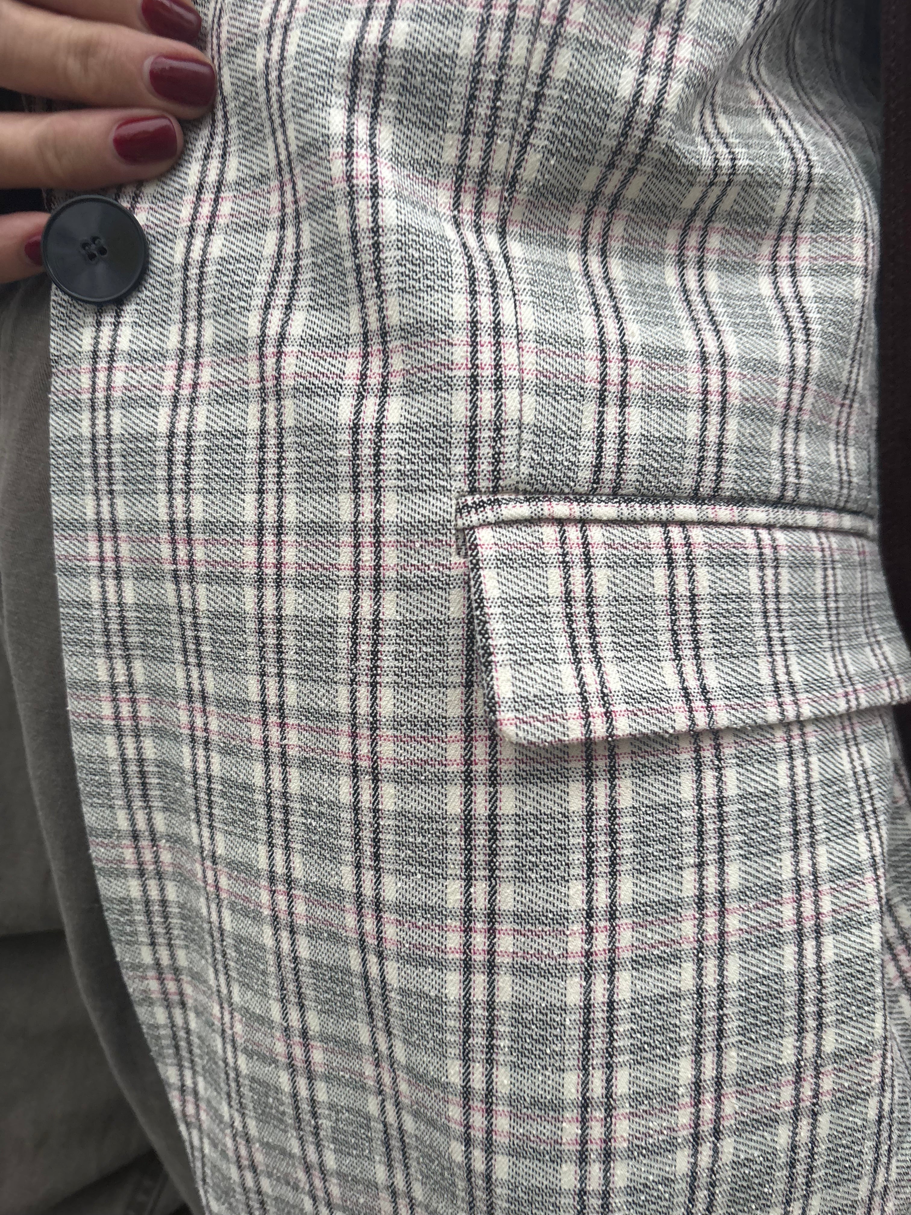 Marant Etoile Selda Checked Jacket in Ecru, Pink