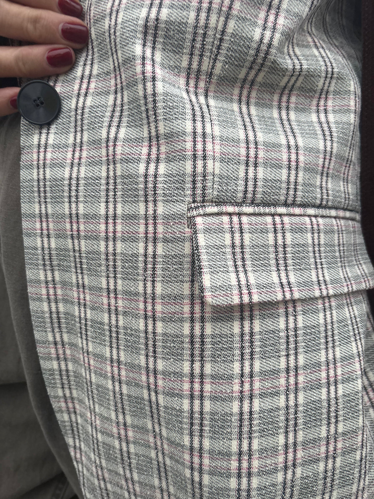 Marant Etoile Selda Checked Jacket in Ecru, Pink