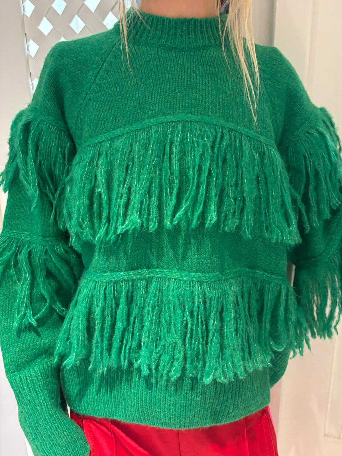 Essentiel Antwerp Johns Fringe Pullover in Green