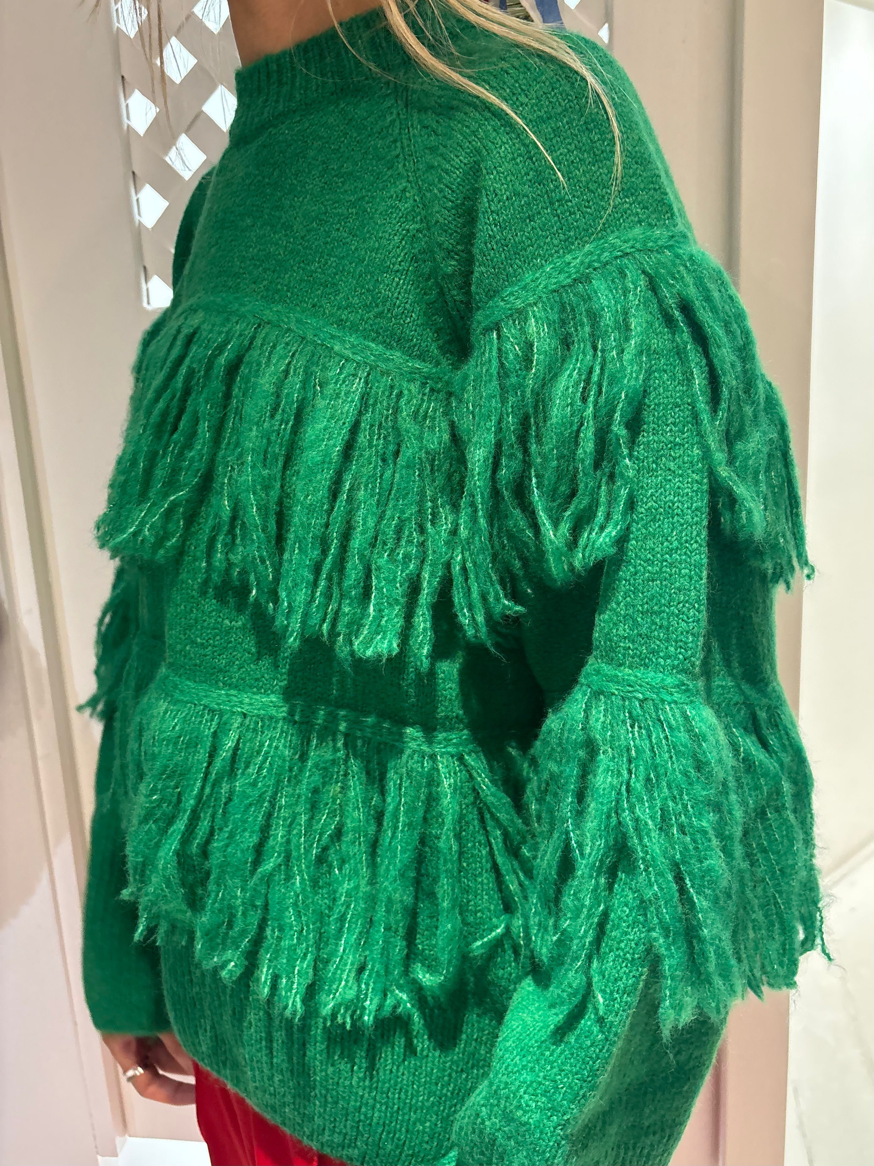 Essentiel Antwerp Johns Fringe Pullover in Green