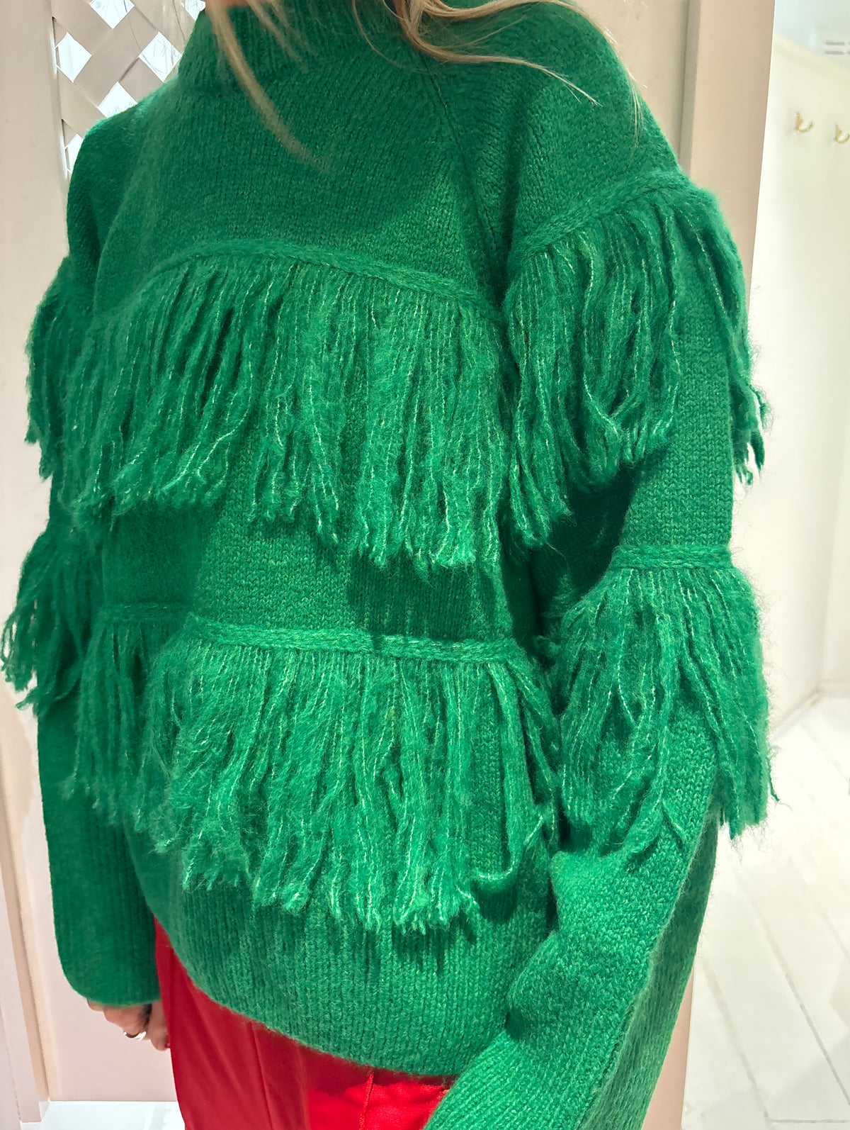 Essentiel Antwerp Johns Fringe Pullover in Green