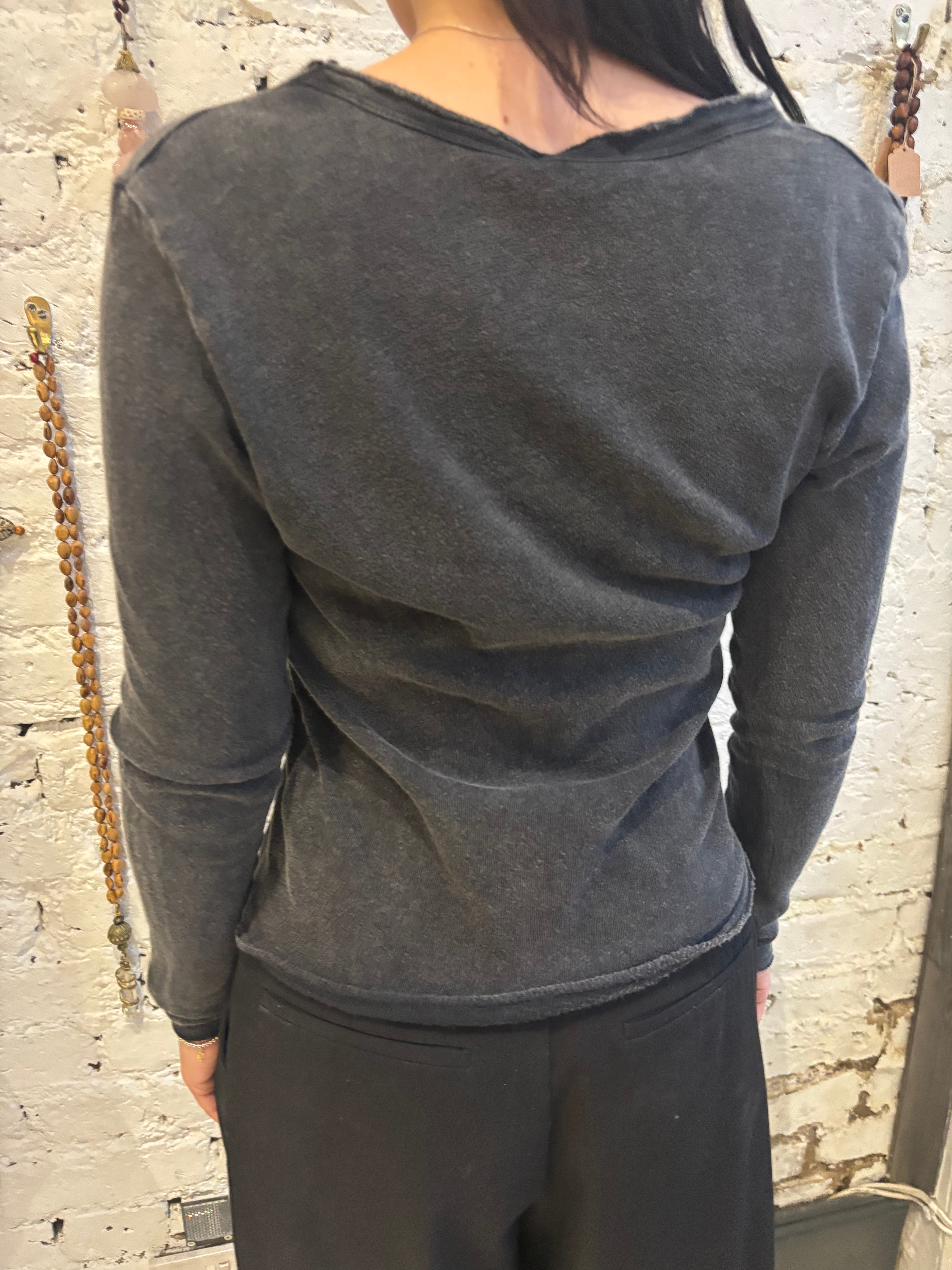 American Vintage Sonoma 02 LS Scoop Neck in Vintage Black