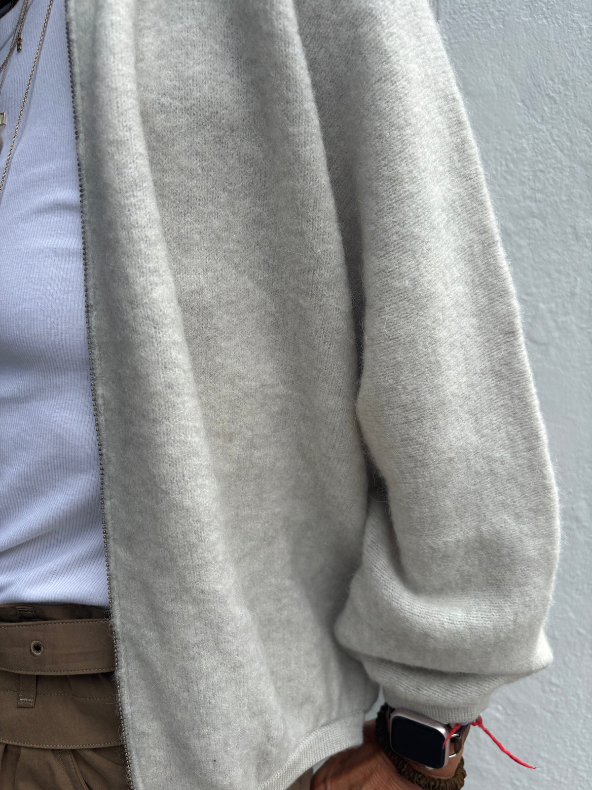 Bellerose Asedi Zip Up Knit in Oyster
