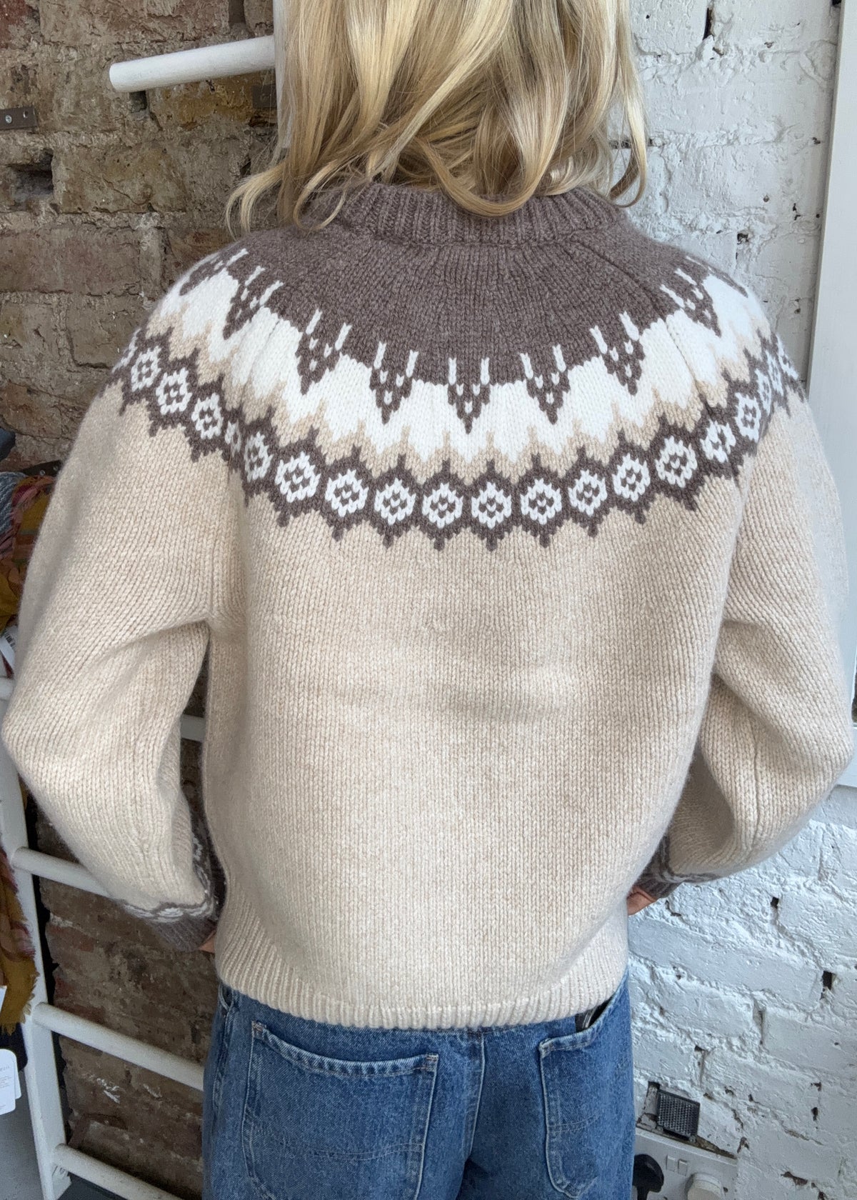 Rag & Bone Beth Fair Isle Knit in Beige