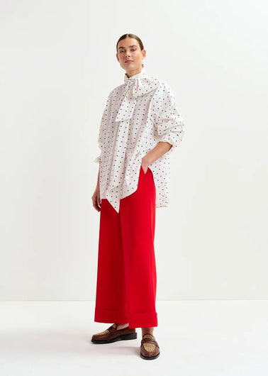 Essentiel Antwerp Imoverit Pussy Bow Tie Shirt in Off White