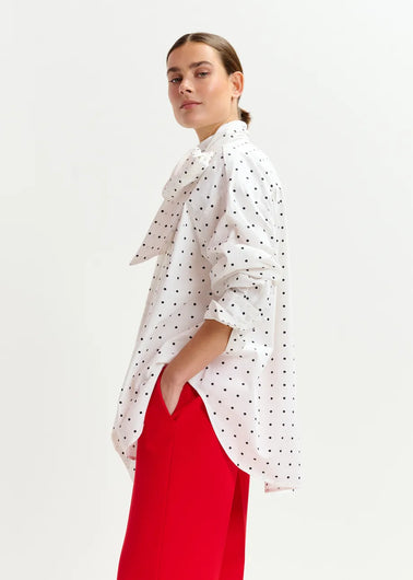 Essentiel Antwerp Imoverit Pussy Bow Tie Shirt in Off White